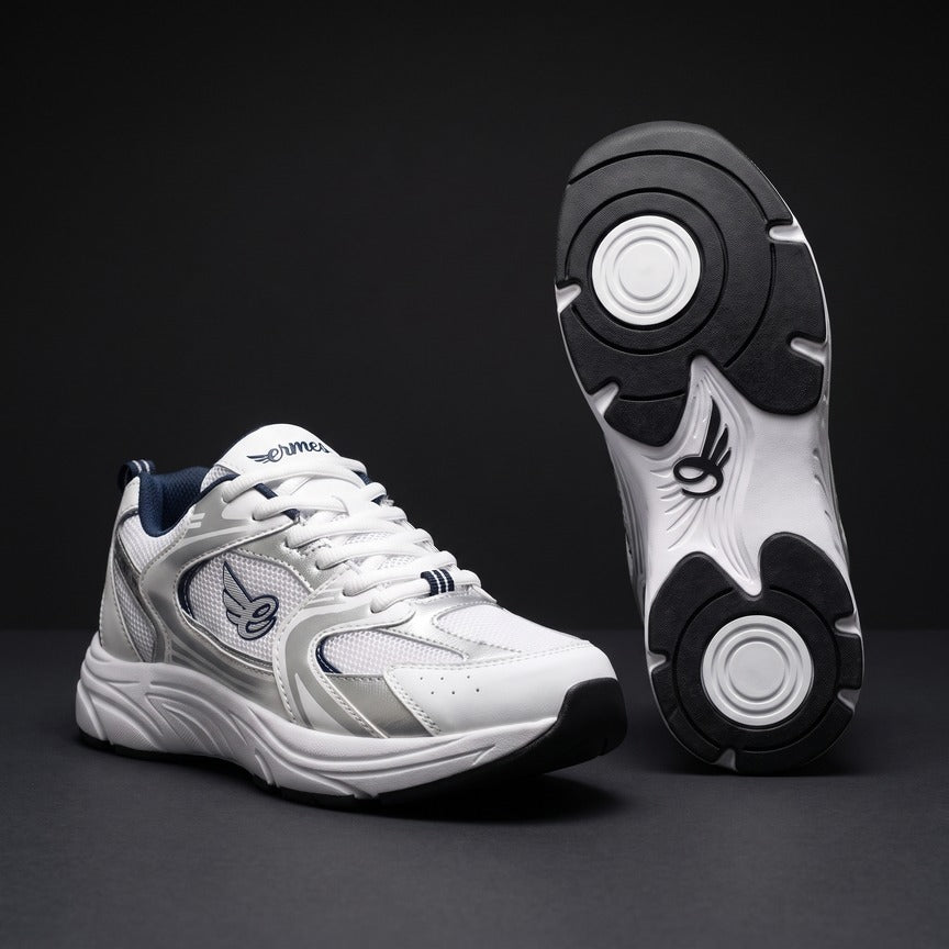 Orbit² Silver Navy – Dance Sneakers with Pivot Points